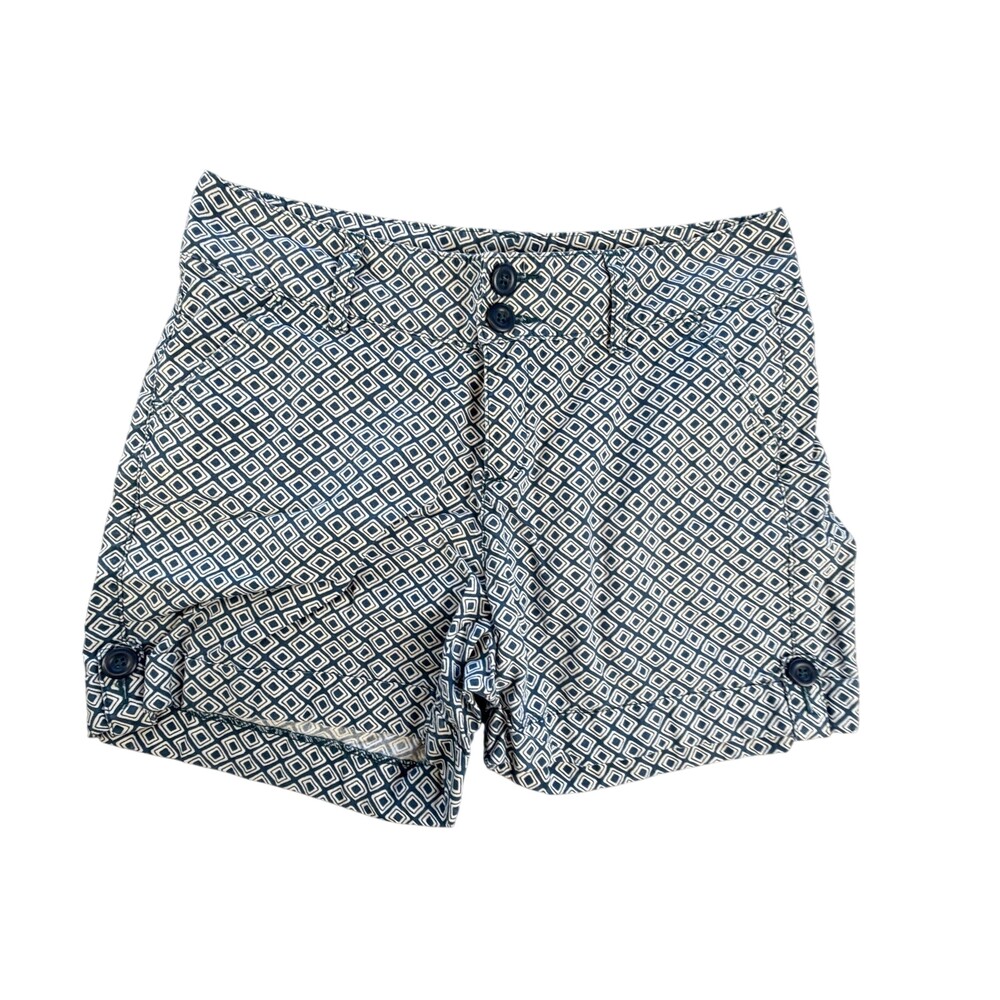 Lee Chino Shorts Womens 12 Blue Geometric 100% Cotton Poplin 5 In Inseam